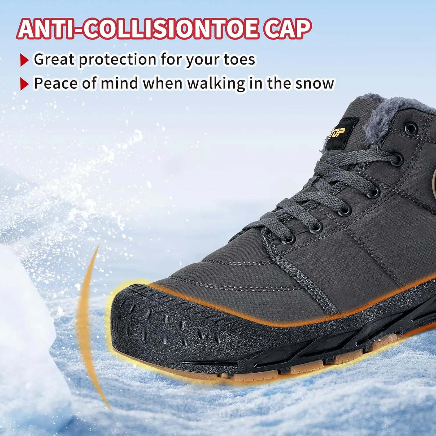 Mens Snow Boots, Mens Winter Boots, Mens Winter Trekking Snow Boots, Winter Boots for Men Waterproof Fur Lined Warm Winter Boots Men Lace up Snow Ankle Shoes Outdoor Anti-Slip Lightweight Hiking Boot