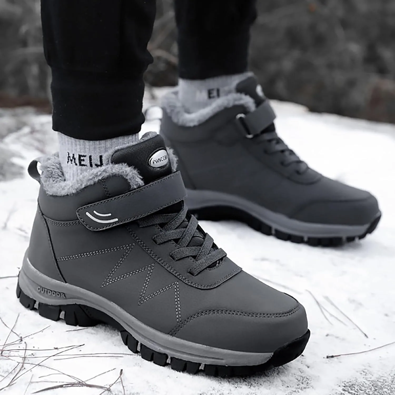 Men's Snow Boots Warm Furry Lined Footwear Waterproof Outdoor Lightweight Winter Boots Non-Slip Cold Weather Shoes Hiking Boot Trekking Boots
