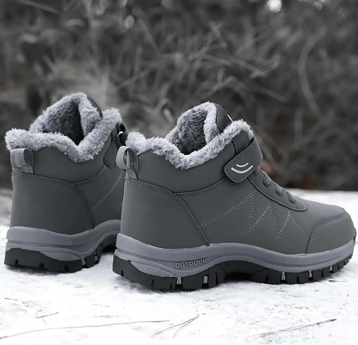 Men's Snow Boots Warm Furry Lined Footwear Waterproof Outdoor Lightweight Winter Boots Non-Slip Cold Weather Shoes Hiking Boot Trekking Boots
