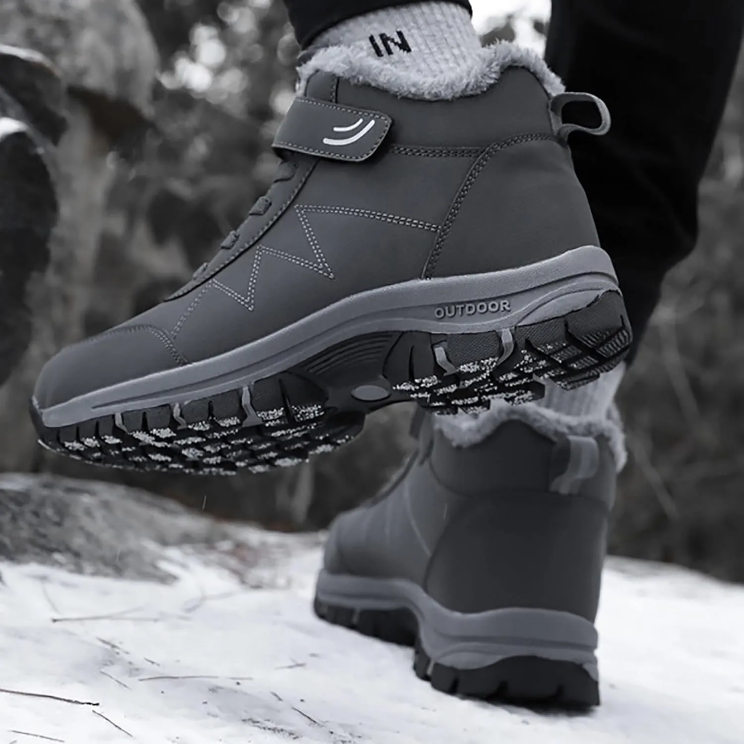 Men's Snow Boots Warm Furry Lined Footwear Waterproof Outdoor Lightweight Winter Boots Non-Slip Cold Weather Shoes Hiking Boot Trekking Boots
