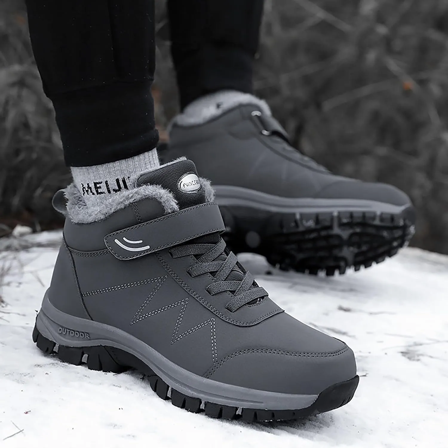 Men's Snow Boots Warm Furry Lined Footwear Waterproof Outdoor Lightweight Winter Boots Non-Slip Cold Weather Shoes Hiking Boot Trekking Boots