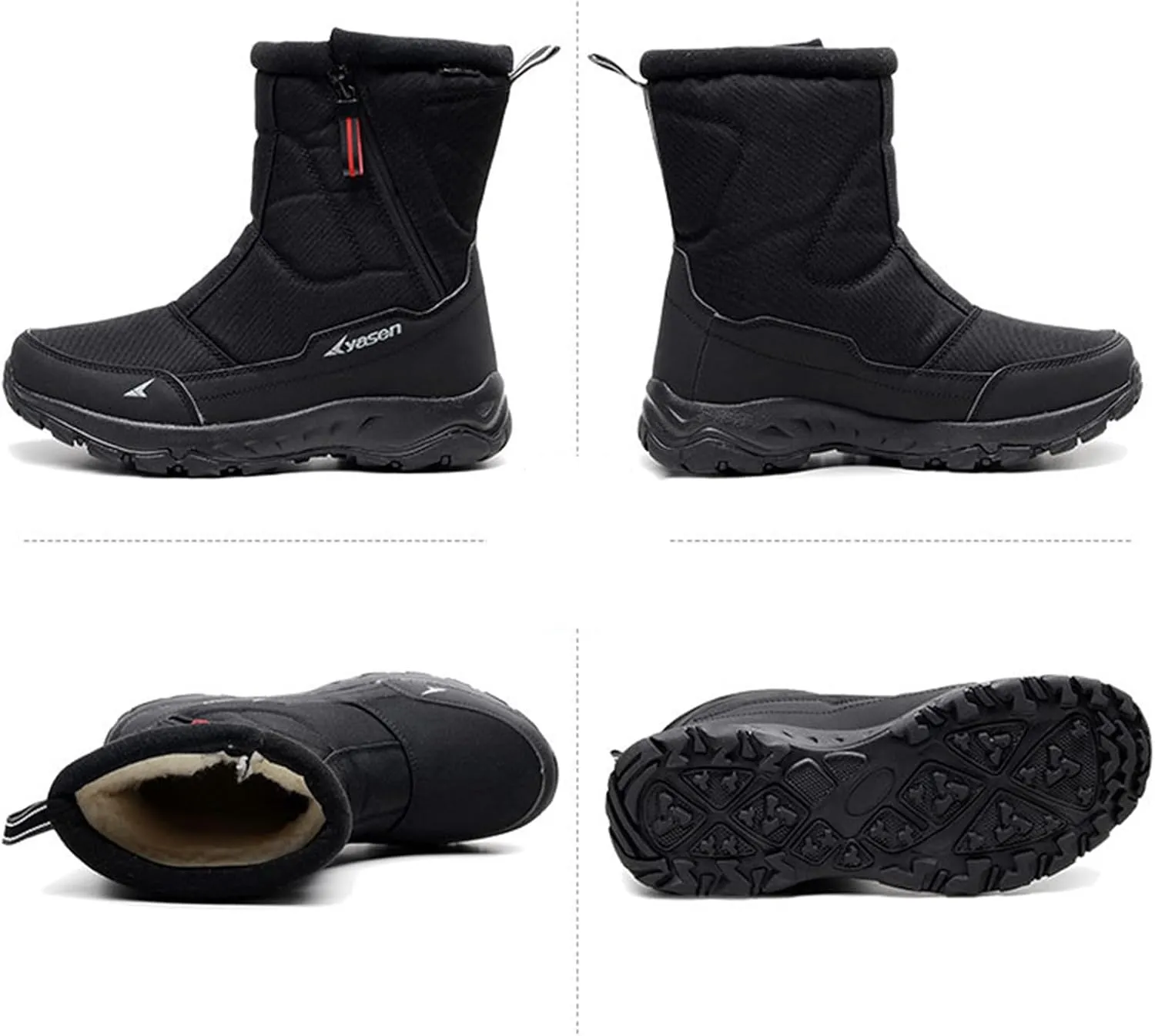 Mens Snow Boots Waterproof,Casual Lightweight Fur Lined Winter Sneakers for Men,Comfortable Anti-Slip Cold-Weather Warm Winter Work Boots