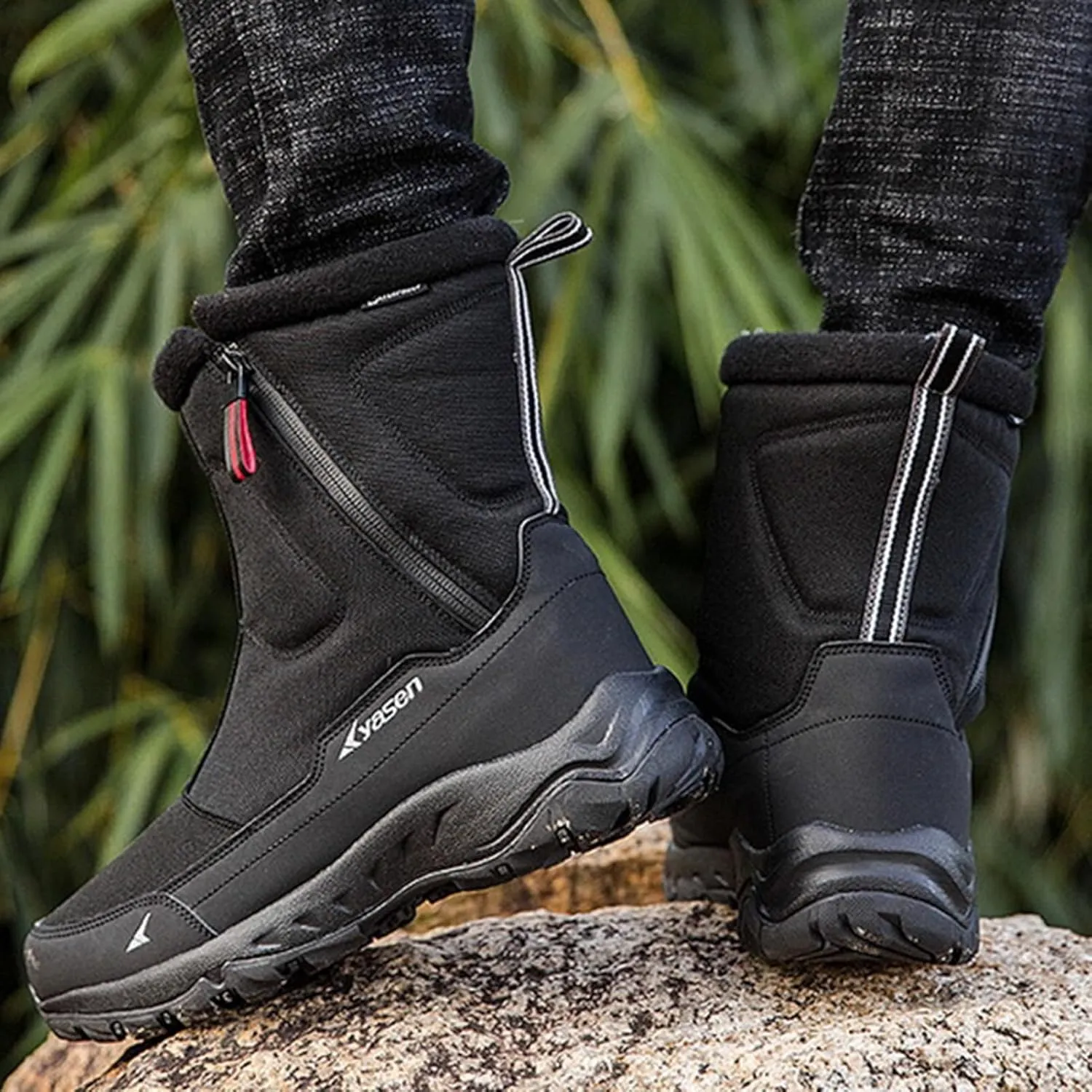 Mens Snow Boots Waterproof,Casual Lightweight Fur Lined Winter Sneakers for Men,Comfortable Anti-Slip Cold-Weather Warm Winter Work Boots