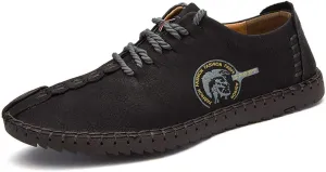 Men's Sport Sandals Leather Casual Shoes Driving Loafers Outdoor Flats Breathable Fisherman Oxford Walking Summer Handmade Stitching Comfortable