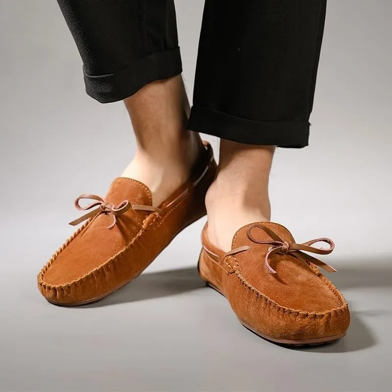 Men's Suede Vamp Boat Shoes - Lightweight, Anti-Slip, Round Toe Moccasin Loafers for Casual Walking Slip-Ons