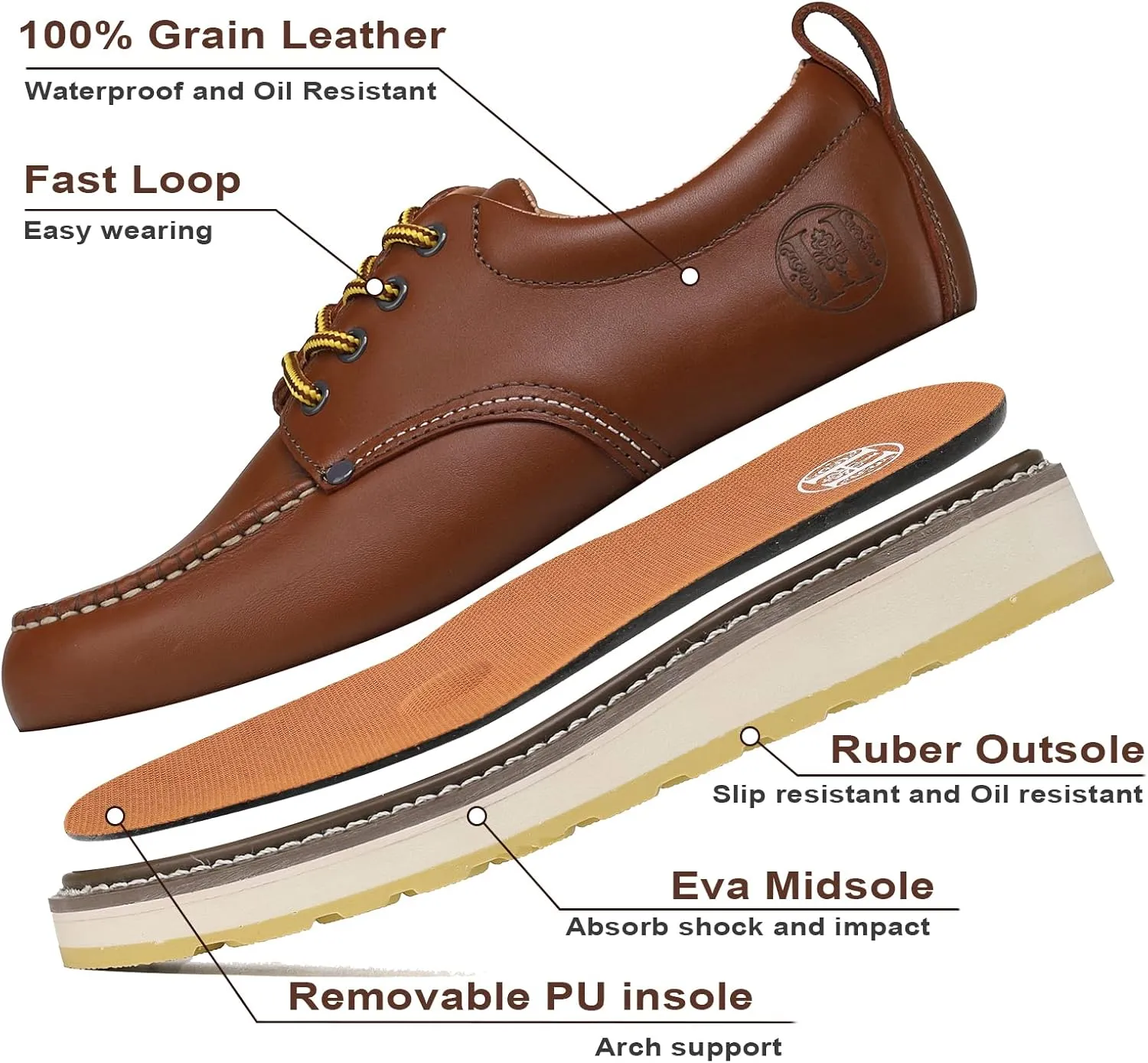 Men's Suretrack 4" Soft Toe Leather Oxford Work Shoes 82994