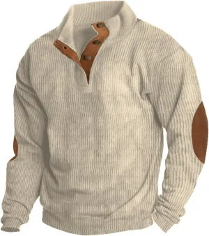 Mens Sweatshirts Casual Long Sleeve Stand Collar Button Pullover Sweatshirt Vintage Aztec Cowboy Western Jackets Fall Tops