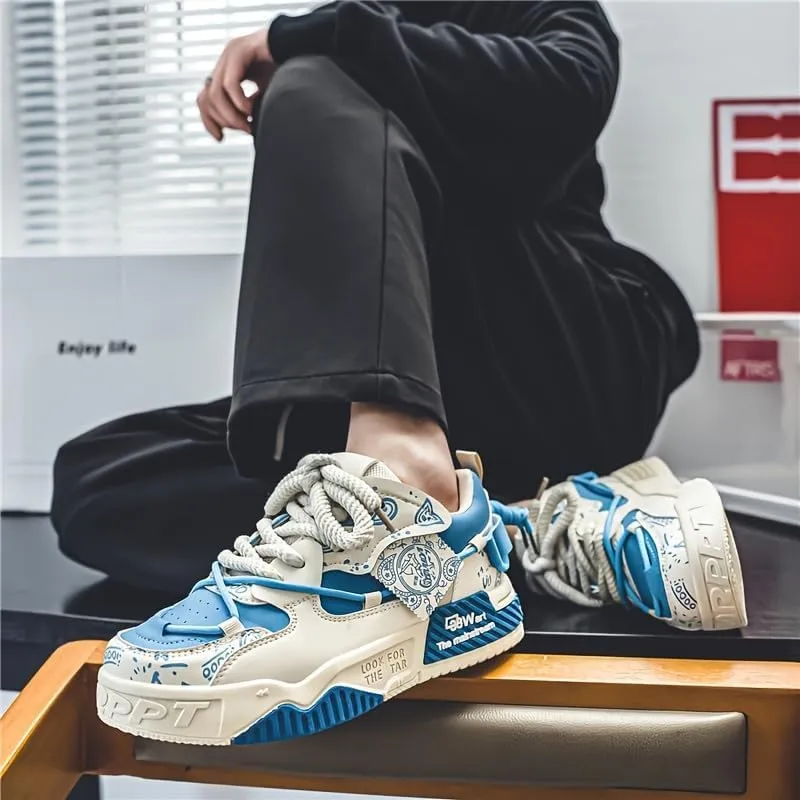 Men's Trendy Stylish Sneakers, Comfortable Wear- Superior Grip, Ventilated Comfort - Secure Lace-up Sneakers for Everyday Style, Street Style Footwear
