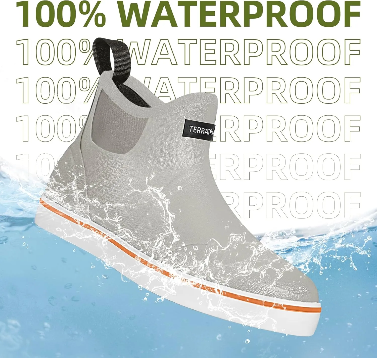 Men's Waterproof Deck Rain Boots - Anti-Slip Rubber Ankle Boots for men, ideal for Fishing and Boating, All-Season Use, Size 5