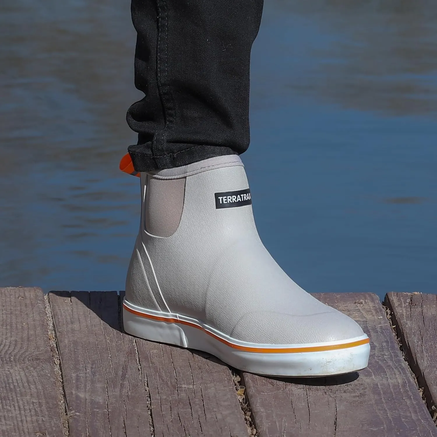 Men's Waterproof Deck Rain Boots - Anti-Slip Rubber Ankle Boots for men, ideal for Fishing and Boating, All-Season Use, Size 5