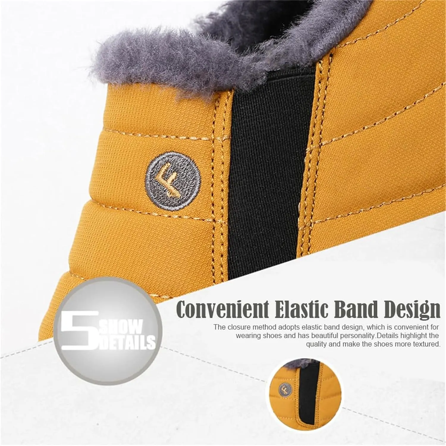 Men's Waterproof Warm Plush Lined Outdoor Snow Ankle Boots, Winter Boots For Man Waterproof Snow Anti-Slip
