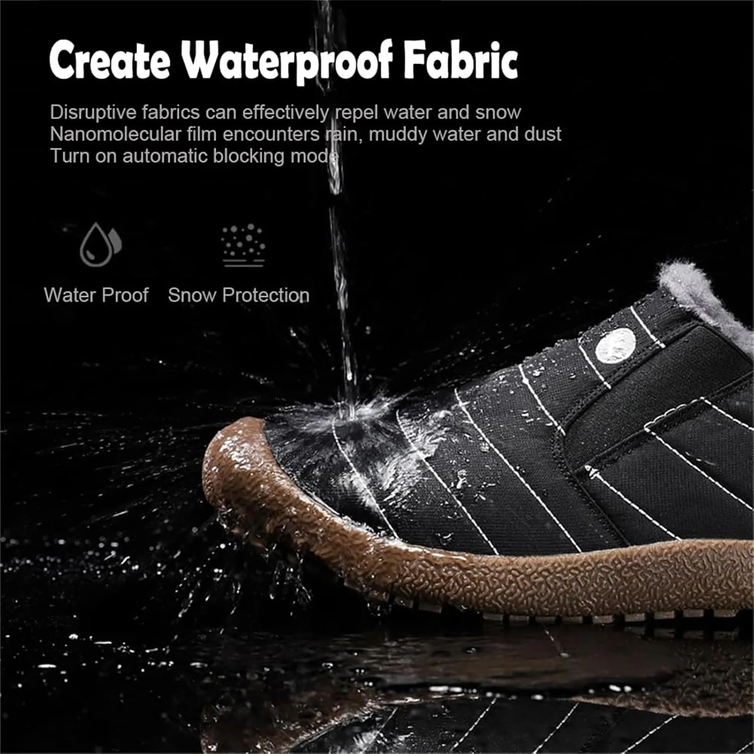 Men's Waterproof Warm Plush Lined Outdoor Snow Ankle Boots, Winter Boots For Man Waterproof Snow Anti-Slip