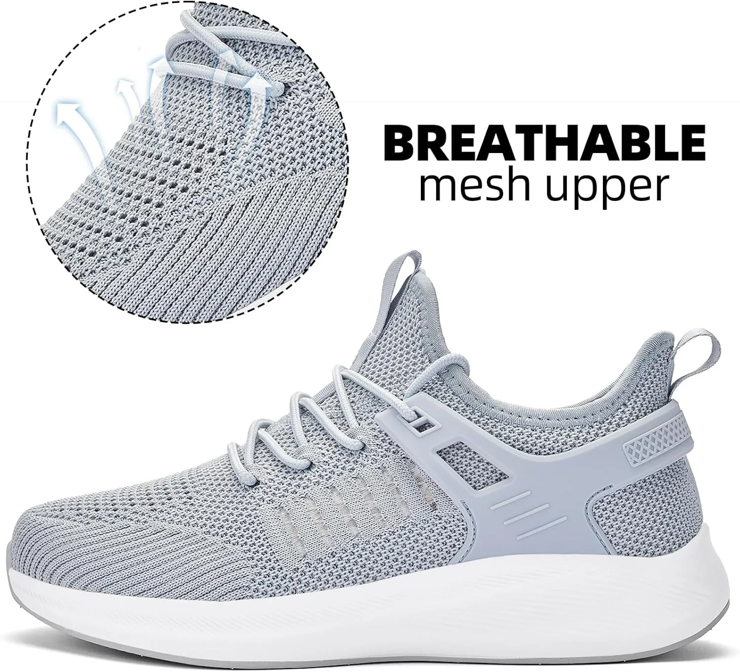 Mens Wide Running Shoes Walking Tennis Shoes Cushioning Wide Sneakers Slip On Sports Work Gym Outdoor Running Sneakers Comfort Lightweight