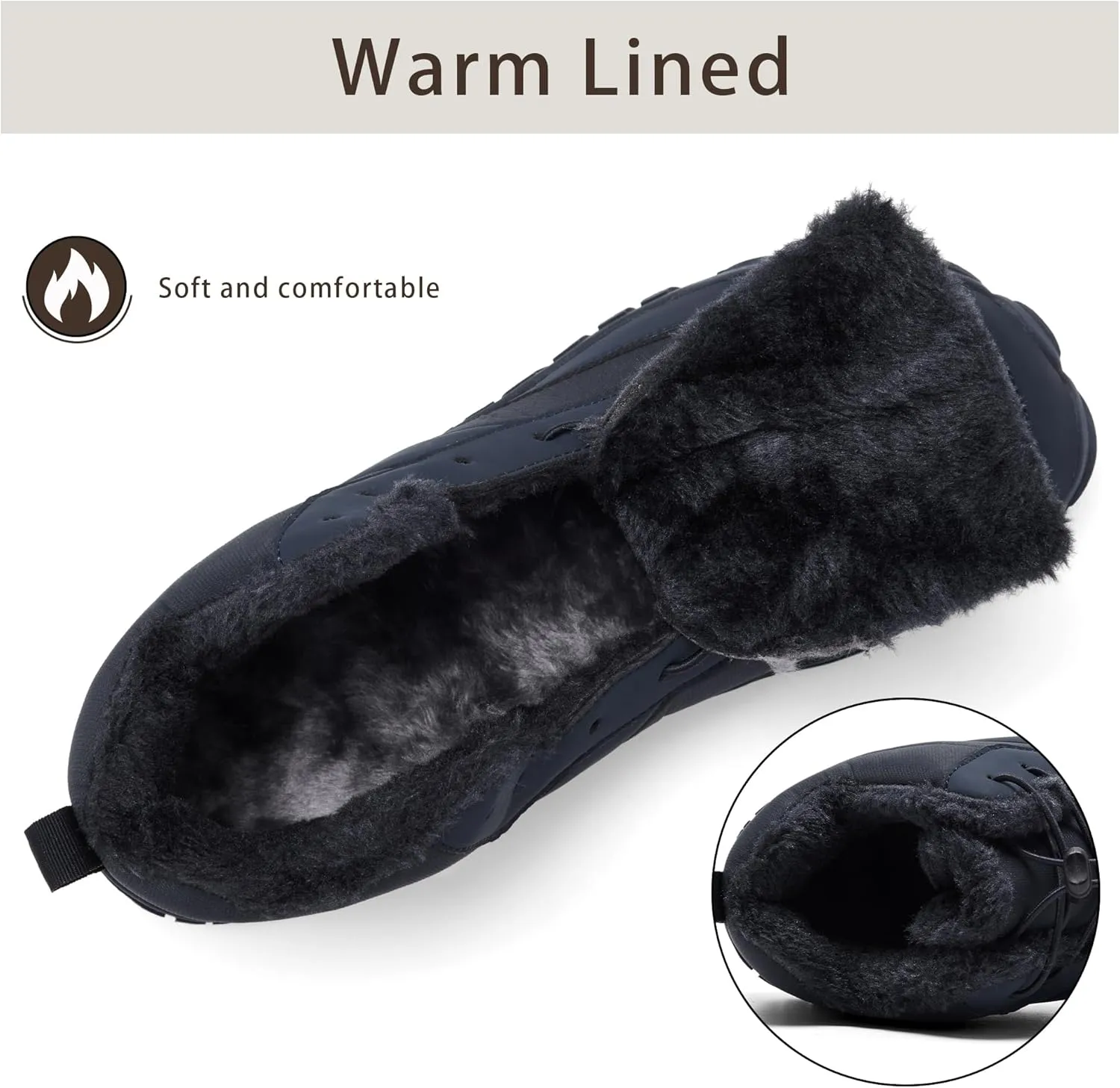 Mens Wide Toe Box Barefoot Winter Warm Shoes for Cold Weather Comfy Snow Boots