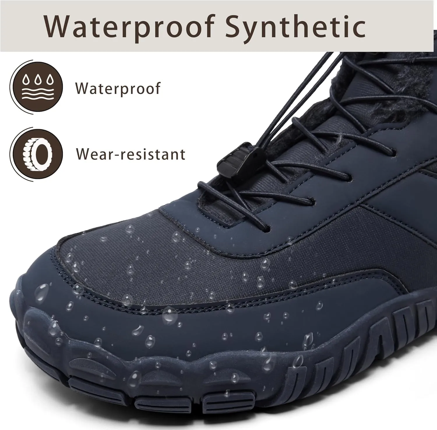 Mens Wide Toe Box Barefoot Winter Warm Shoes for Cold Weather Comfy Snow Boots