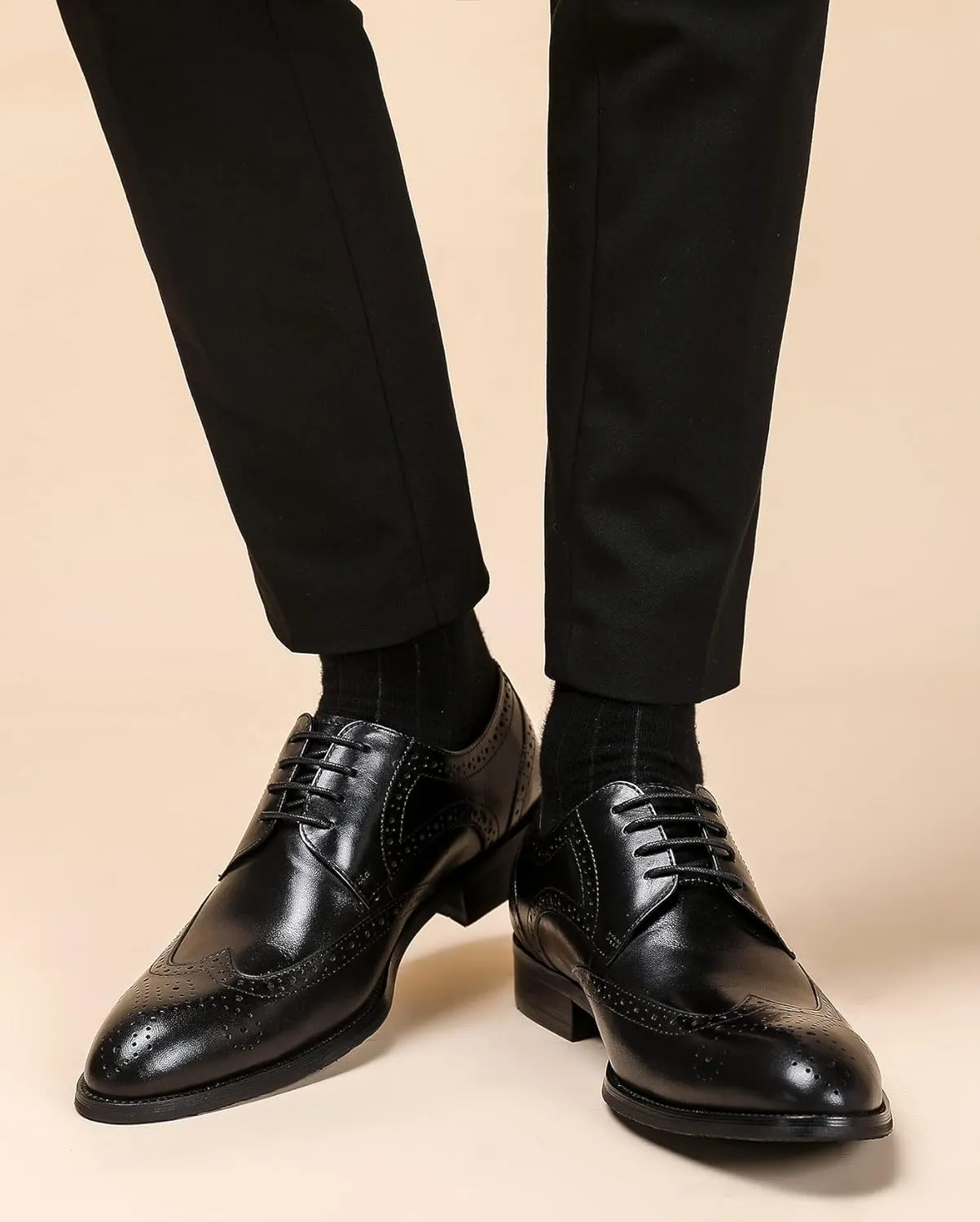 Men's Wingtip Oxfords Formal Dress Leather Brogues Derby Business Prom Wedding Fashion Casual Walking Shoes for Men