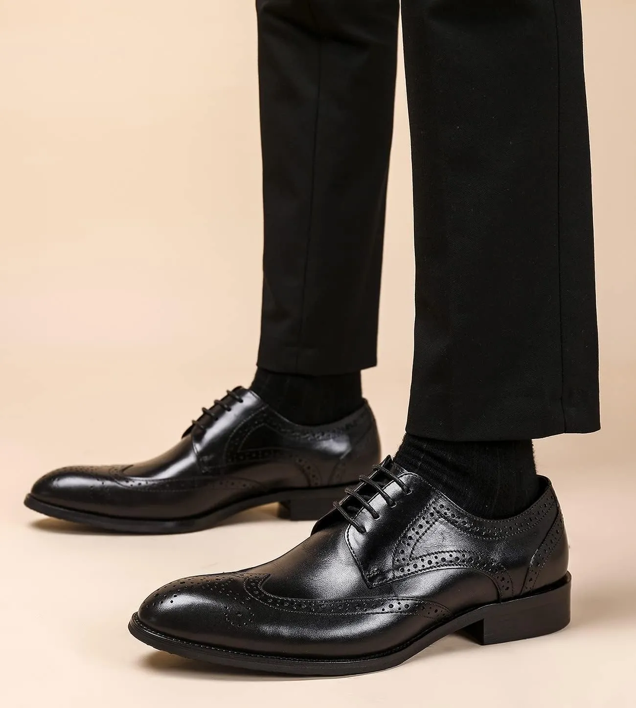 Men's Wingtip Oxfords Formal Dress Leather Brogues Derby Business Prom Wedding Fashion Casual Walking Shoes for Men