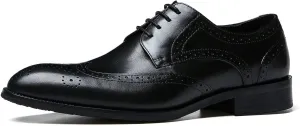 Men's Wingtip Oxfords Formal Dress Leather Brogues Derby Business Prom Wedding Fashion Casual Walking Shoes for Men