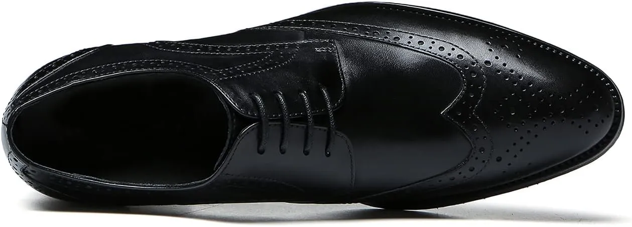 Men's Wingtip Oxfords Formal Dress Leather Brogues Derby Business Prom Wedding Fashion Casual Walking Shoes for Men