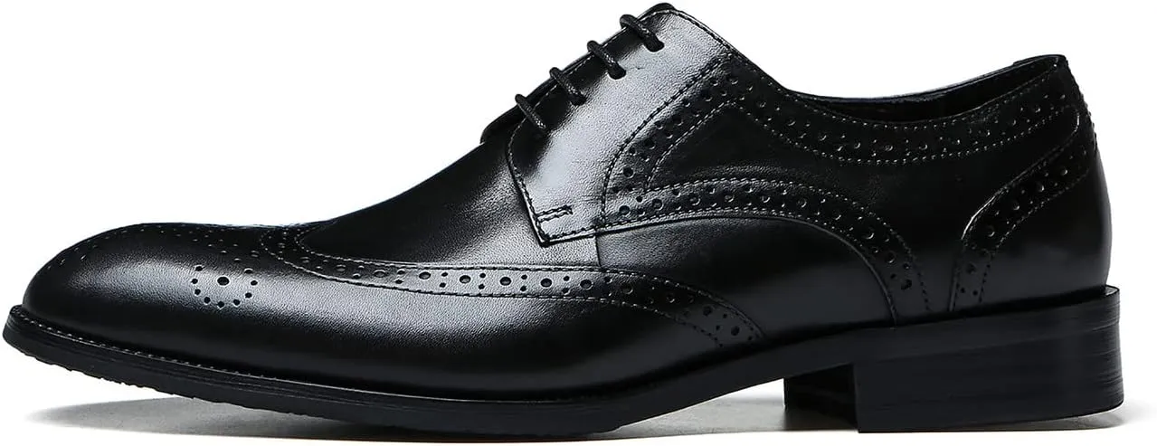 Men's Wingtip Oxfords Formal Dress Leather Brogues Derby Business Prom Wedding Fashion Casual Walking Shoes for Men
