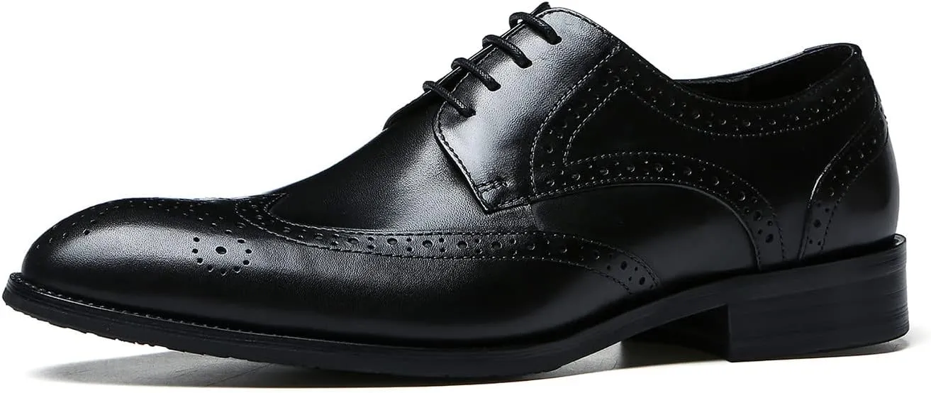 Men's Wingtip Oxfords Formal Dress Leather Brogues Derby Business Prom Wedding Fashion Casual Walking Shoes for Men