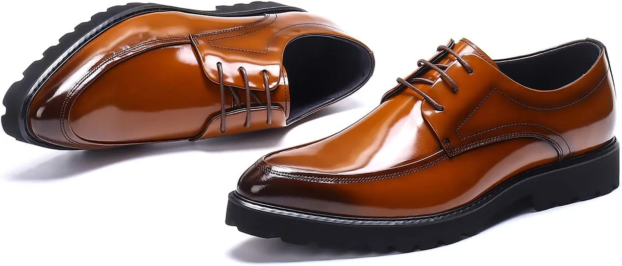 Men's Wingtip Oxfords Formal Dress Leather Derby Business Prom Wedding Fashion Casual Walking Shoes for Men