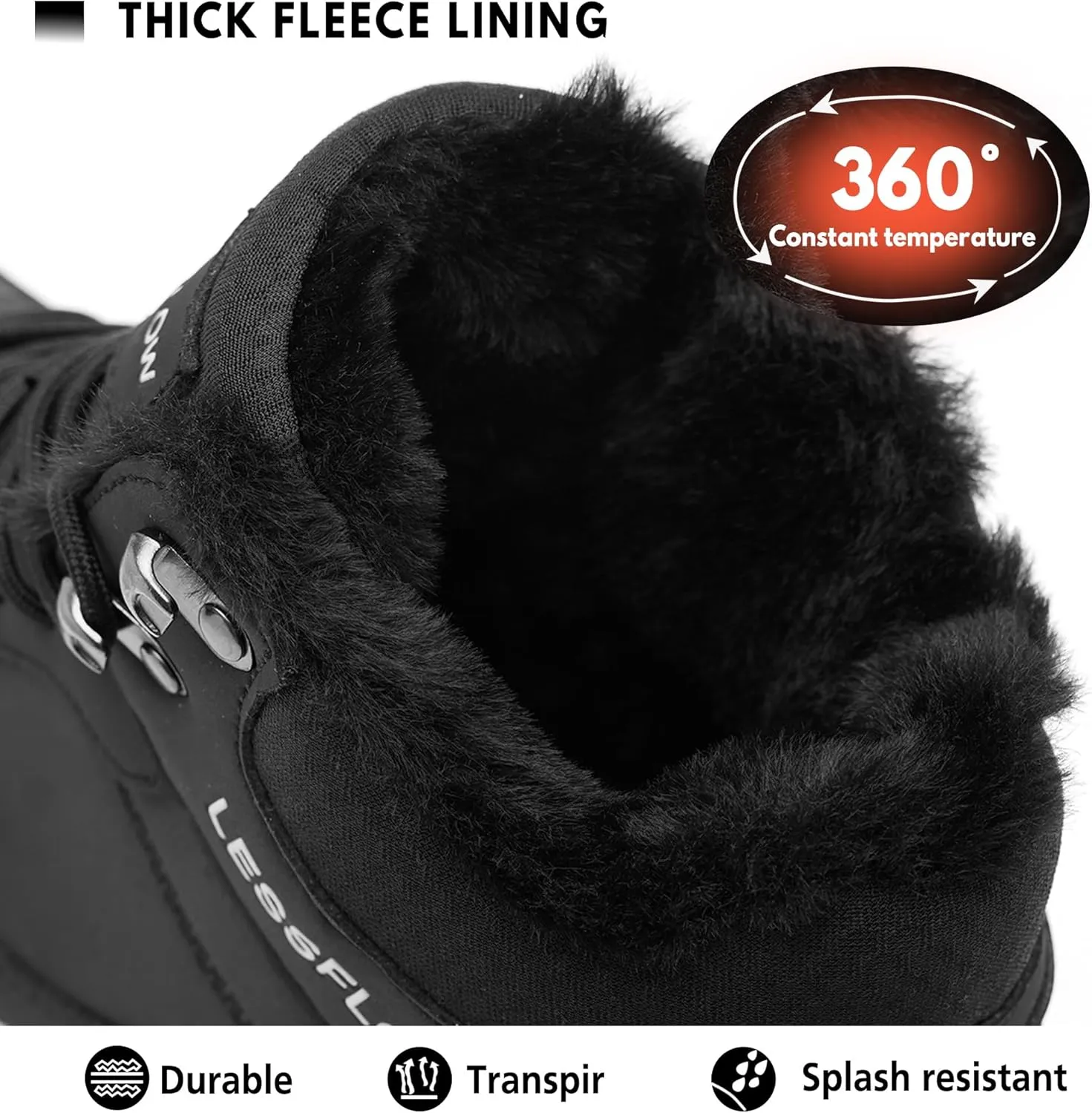 Men's Winter Slip On Snow Boots Warm Fur Lined Cold Shoes Winter Boot Leather Outdoor Thermal Work Ankle