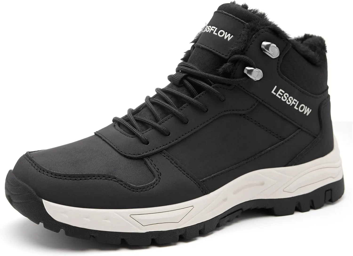 Men's Winter Slip On Snow Boots Warm Fur Lined Cold Shoes Winter Boot Leather Outdoor Thermal Work Ankle