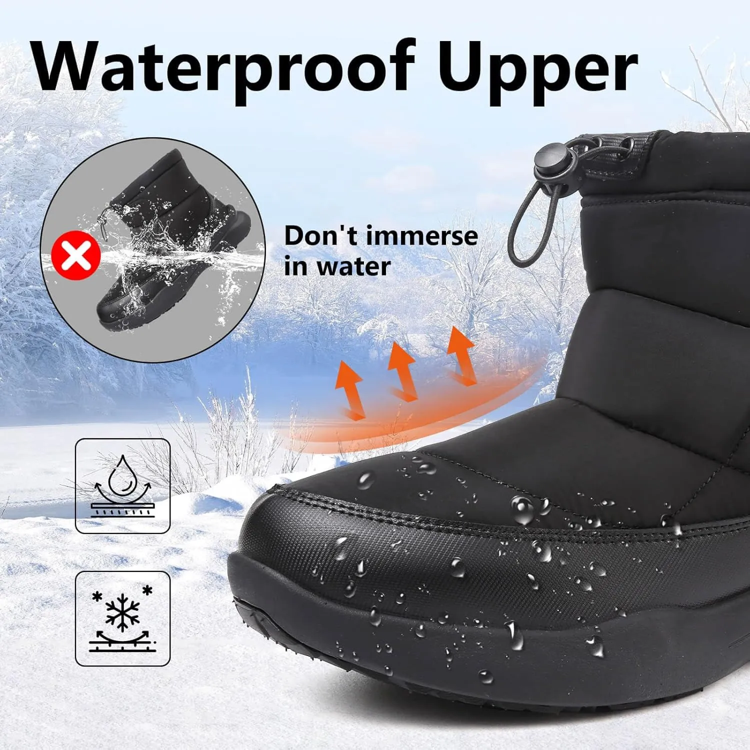 Men's Winter Snow Boots Warm Fur Lined Waterproof Anti Slip Warm Boots Outdoor Walking Boots Comfortable and Lightweight Ankle Boots for Men