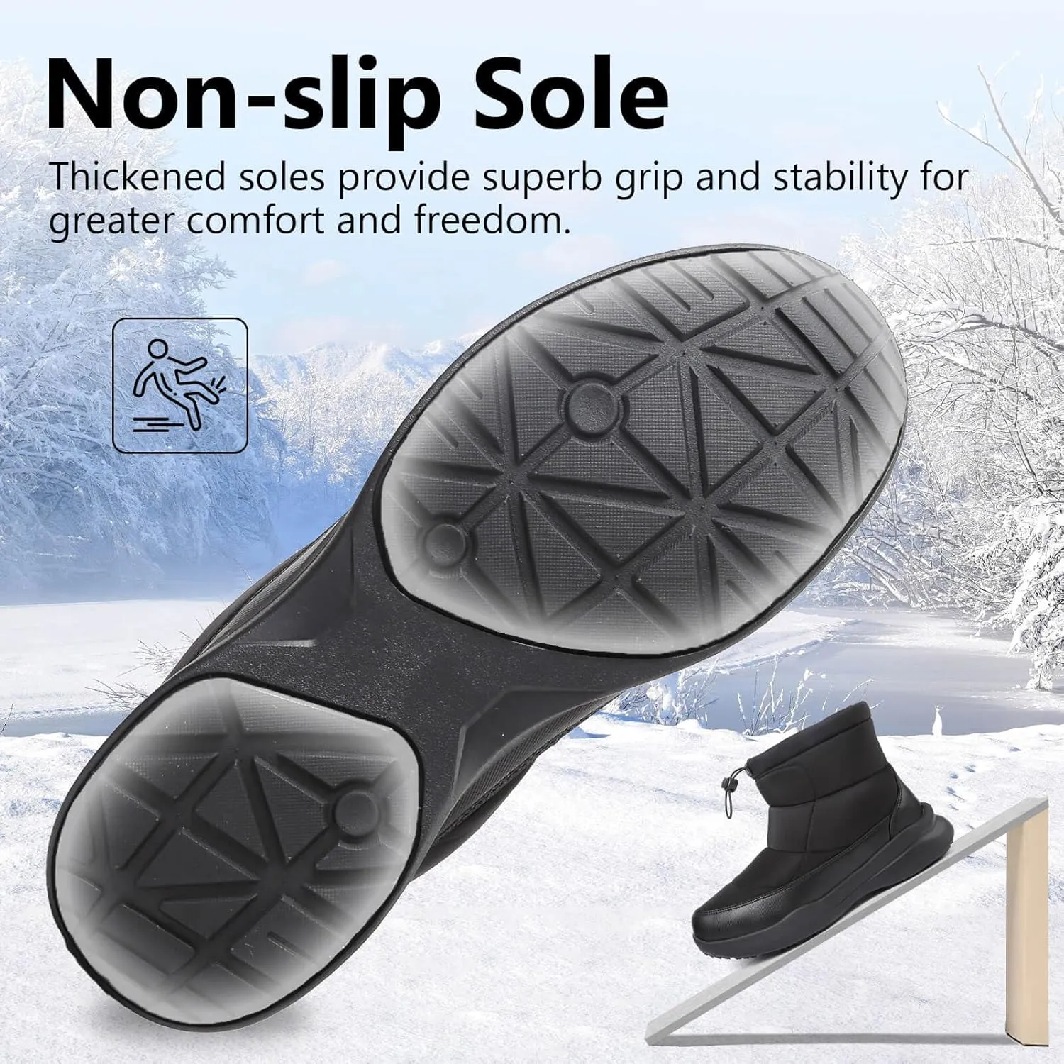 Men's Winter Snow Boots Warm Fur Lined Waterproof Anti Slip Warm Boots Outdoor Walking Boots Comfortable and Lightweight Ankle Boots for Men