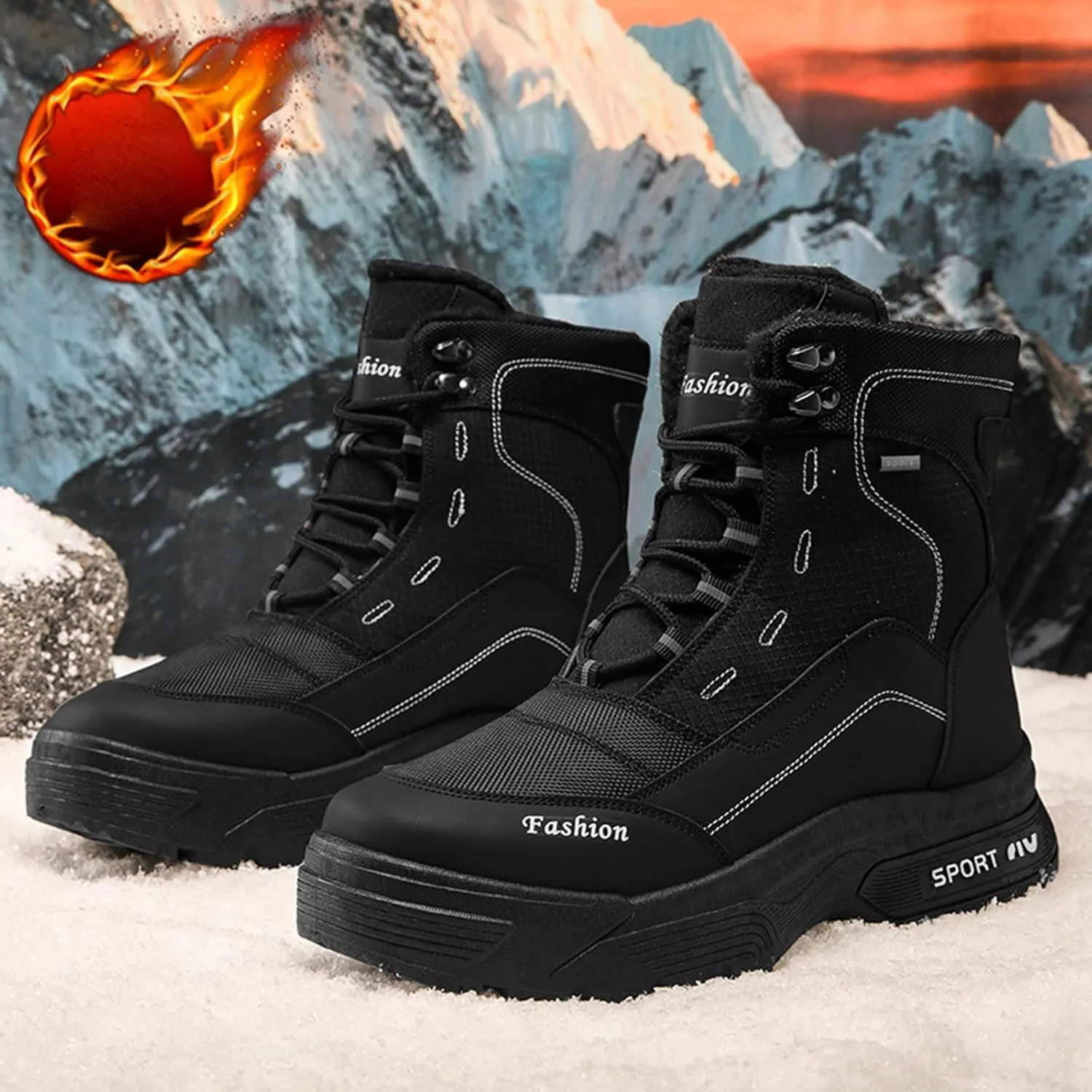 Mens Winter Snow Boots, Waterproof Hiking Boots Warm Duck Shoes Trekking Trail Climbing Shoes Womens Winter Shoes