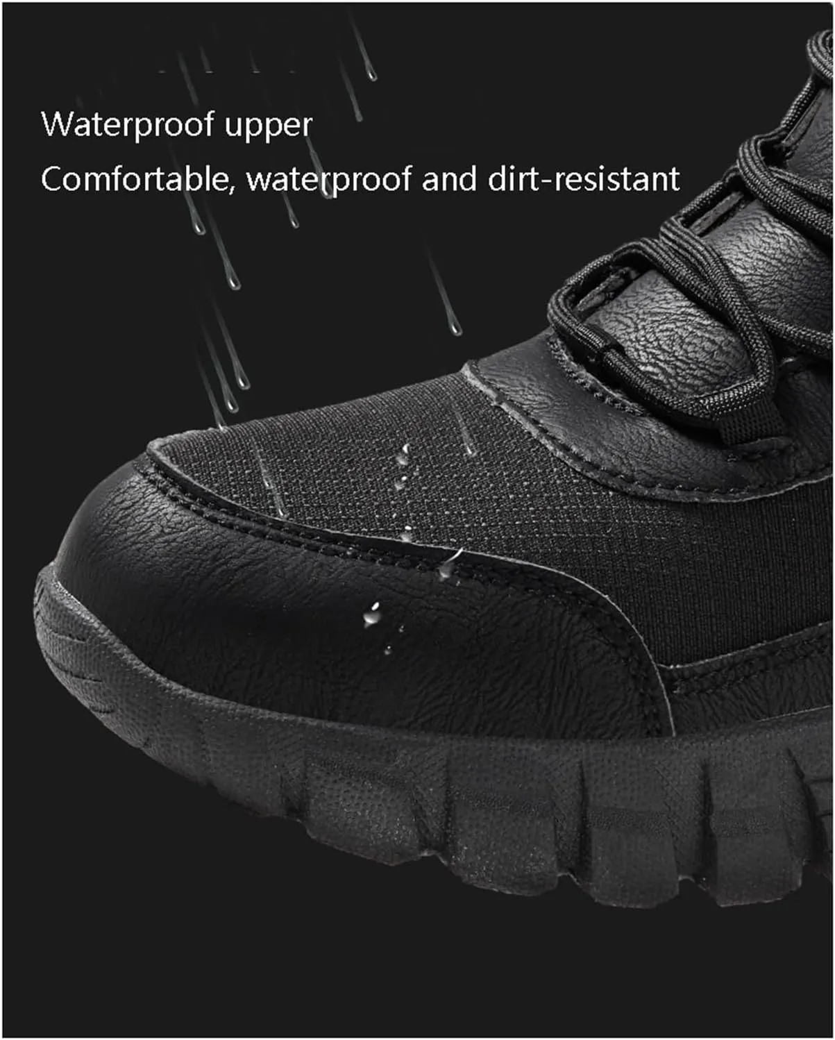 Mens Winter Warm Waterproof Non Slip High Top Fur Lined Snow Boots, Plus Size Hiking Walking Shoes Warm Comfortable, for Hiking, Trekking, Walking, Camping, Outdoor Athletic