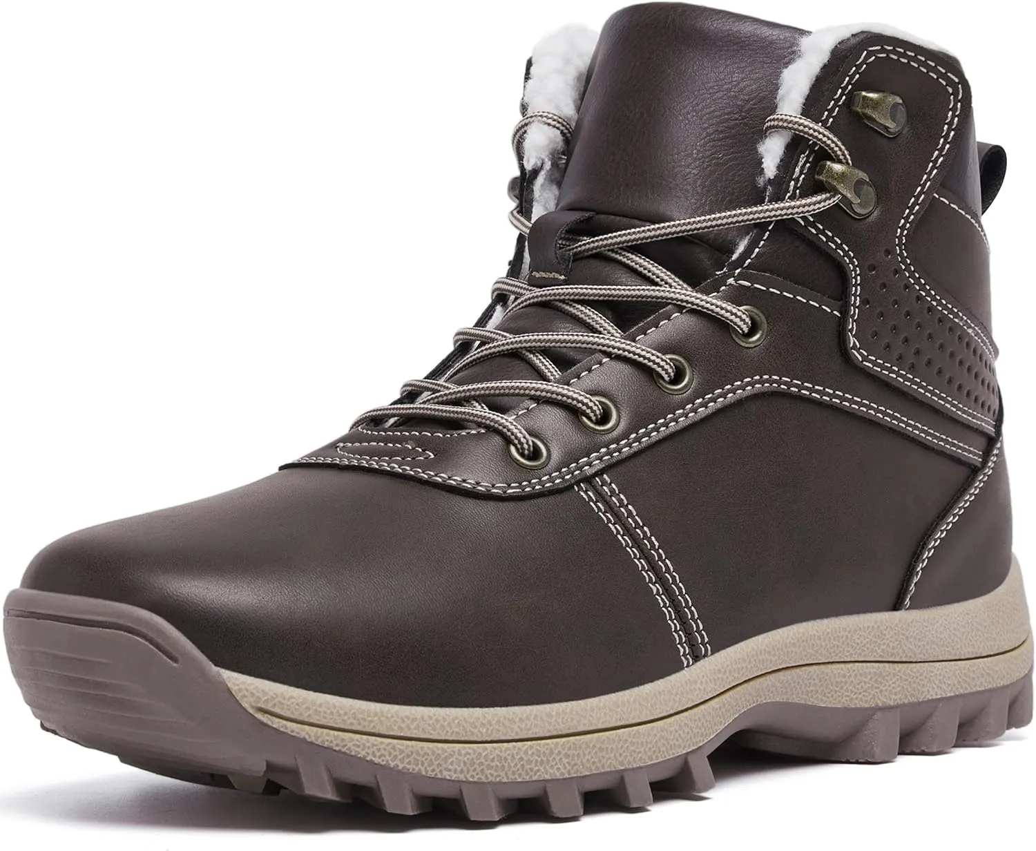 Mens Winter Waterproof Snow Boots Warm Fur Lined Hiking Boot Lightweight Non Slip Outdoor Insulated Shoes