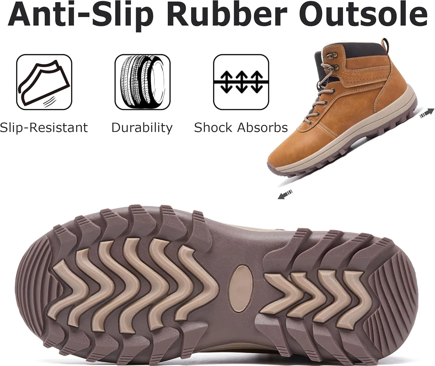 Mens Winter Waterproof Snow Boots Warm Fur Lined Hiking Boot Lightweight Non Slip Outdoor Insulated Shoes