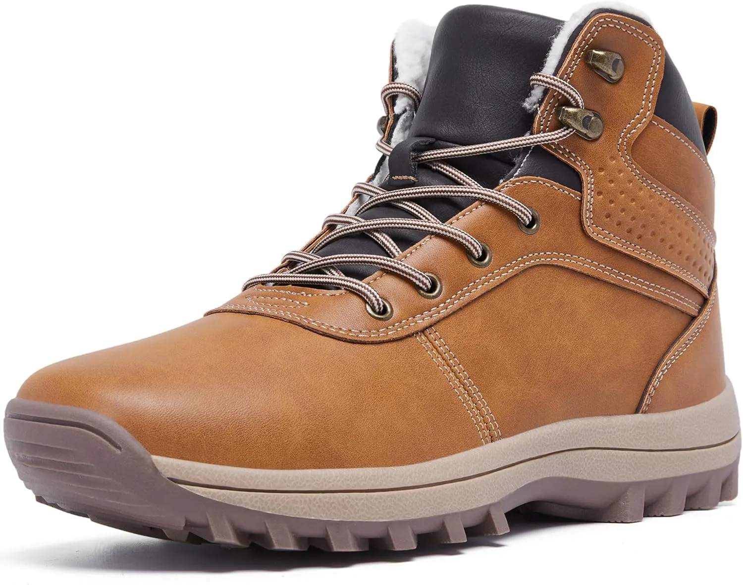 Mens Winter Waterproof Snow Boots Warm Fur Lined Hiking Boot Lightweight Non Slip Outdoor Insulated Shoes