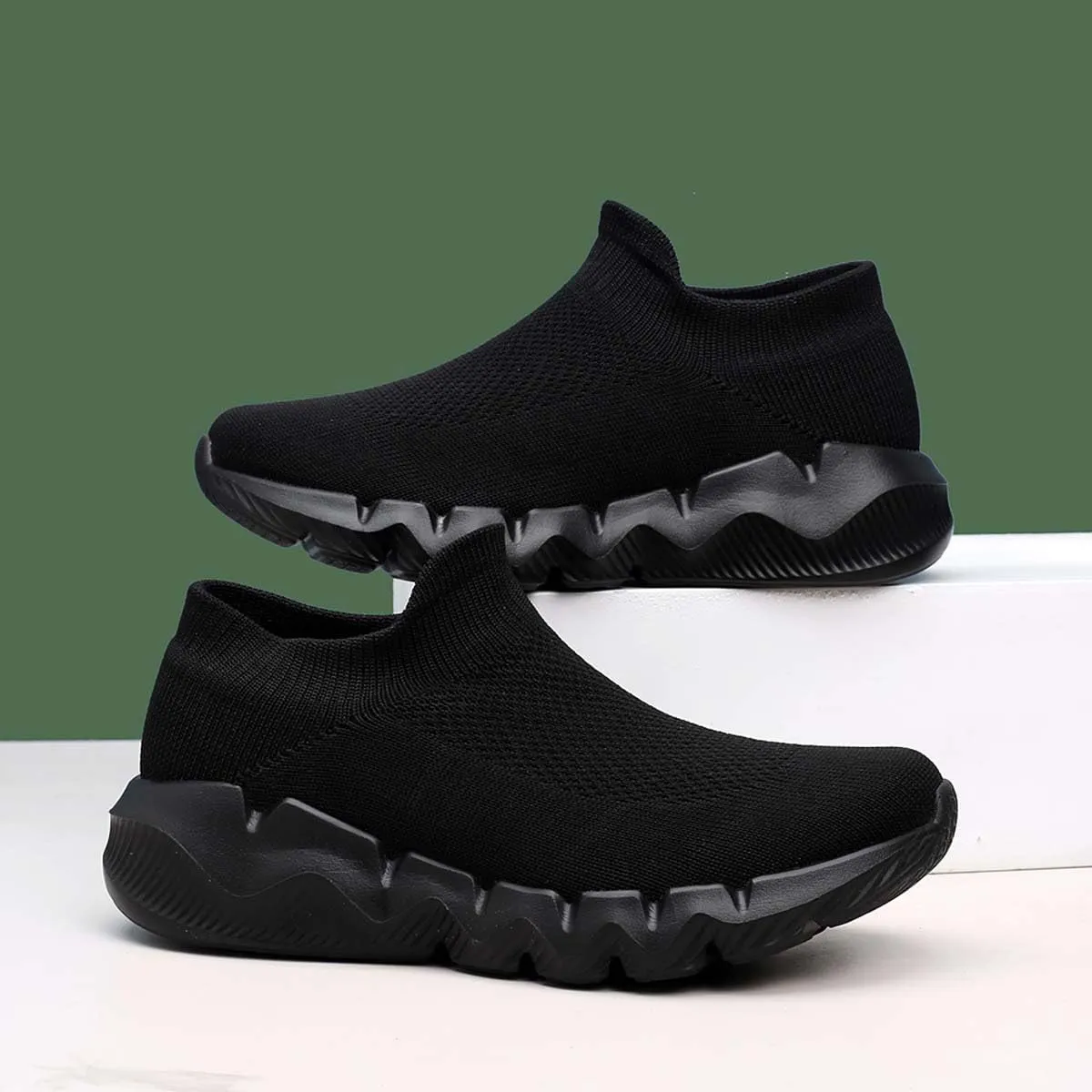 Men's Women's Knitted Mesh Fashion Breathable Ankle-High Road Running Shoes Soft Sneakers Shoes Trainers Shoes