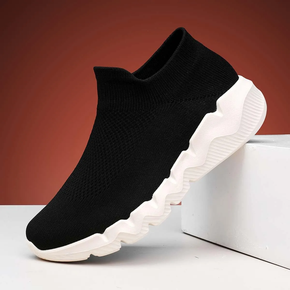 Men's Women's Knitted Mesh Fashion Breathable Ankle-High Road Running Shoes Soft Sneakers Shoes Trainers Shoes
