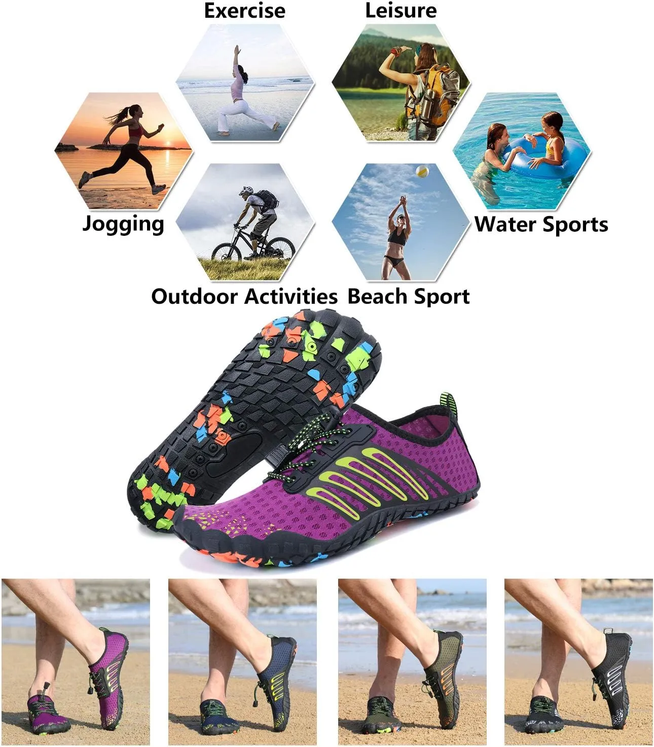 Mens Womens Water Shoes Sports Quick Dry Barefoot Athletic for Swim Diving Surf Aqua Pool Beach Yoga