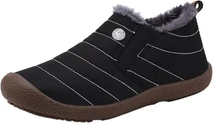Men's Womens Waterproof Warm Plush Lined Outdoor Snow Ankle Boots Anti Slip Slip On Lightweight Winter Loafers Shoes