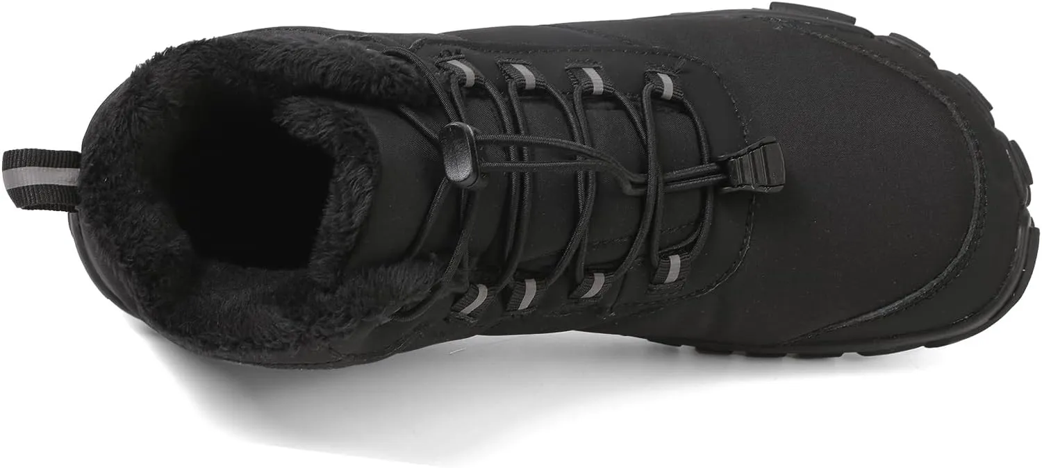 Men's Women's Winter Barefoot Hiking Boots, Slip On Warm Zero Drop Snow Boot, Wide Toe Box Ankle boots, Minimalist Waterproof Shoes, Five Finger Sneakers Hike Shoes for Hiking Walking Outdoor Unisex