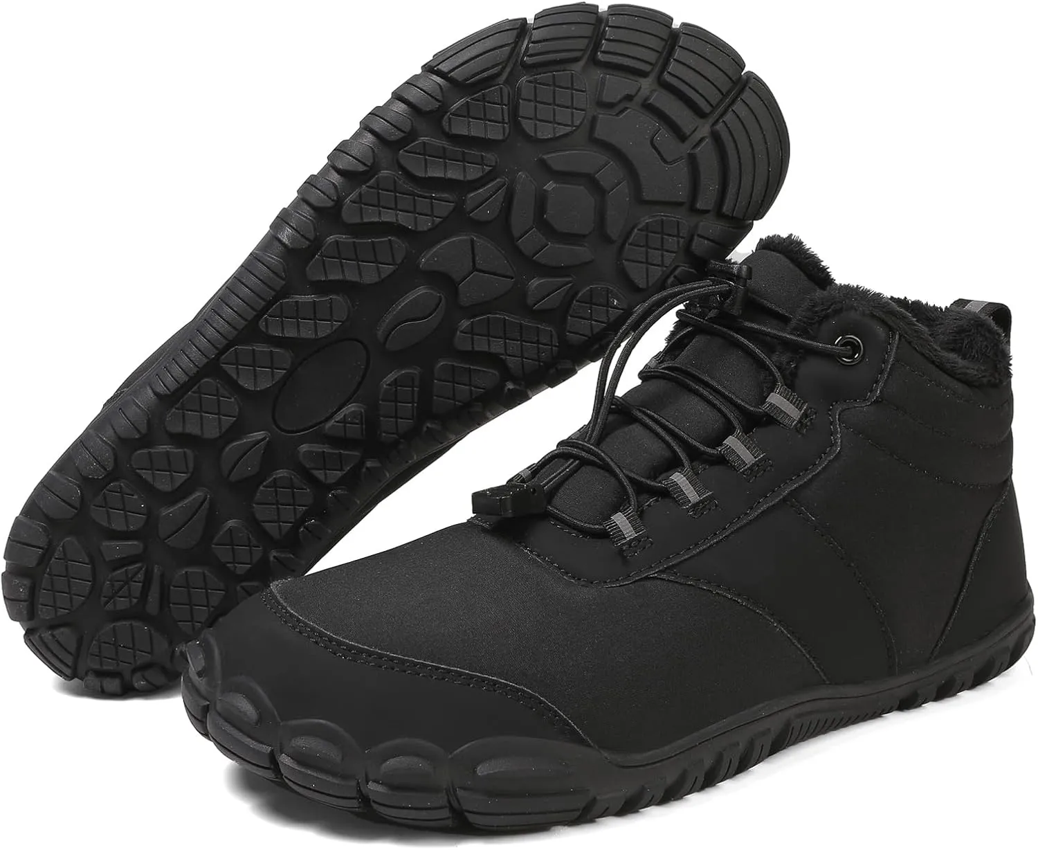 Men's Women's Winter Barefoot Hiking Boots, Slip On Warm Zero Drop Snow Boot, Wide Toe Box Ankle boots, Minimalist Waterproof Shoes, Five Finger Sneakers Hike Shoes for Hiking Walking Outdoor Unisex