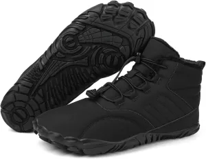 Men's Women's Winter Snow Boots, Slip On Warm Fur Lined Zero Drop Barefoot Hiking Boots, Wide Toe Box Ankle Booties, Minimalist Waterproof Non-Slip Sneakers Hike Shoes for Hiking Walking Outdoor