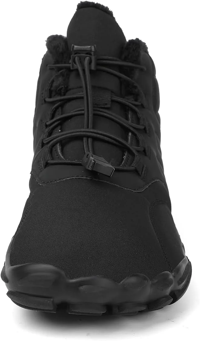 Men's Women's Winter Snow Boots, Slip On Warm Fur Lined Zero Drop Barefoot Hiking Boots, Wide Toe Box Ankle Booties, Minimalist Waterproof Non-Slip Sneakers Hike Shoes for Hiking Walking Outdoor