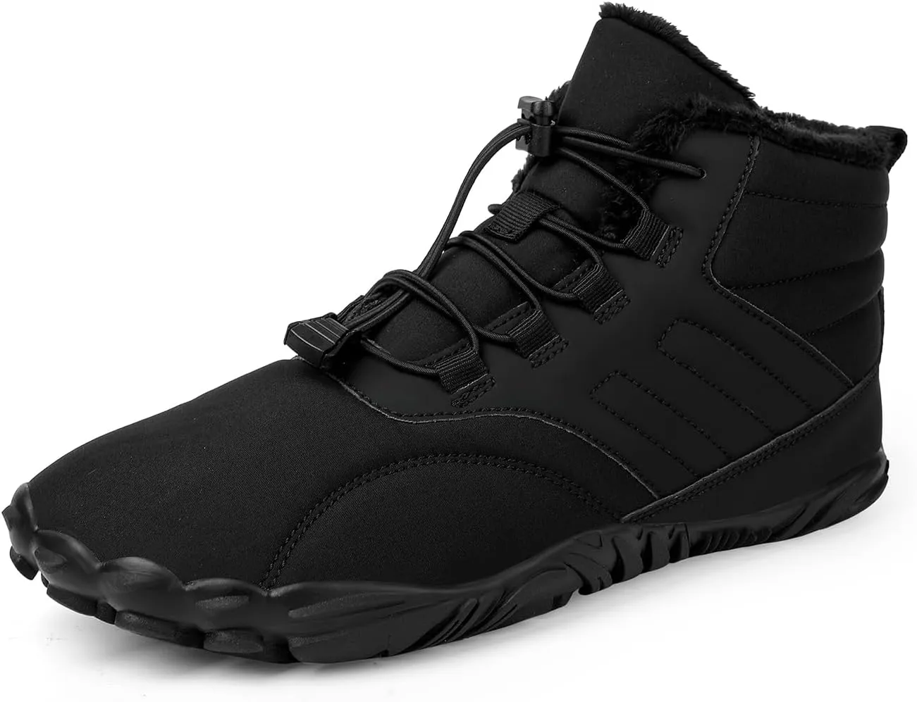 Men's Women's Winter Snow Boots, Slip On Warm Fur Lined Zero Drop Barefoot Hiking Boots, Wide Toe Box Ankle Booties, Minimalist Waterproof Non-Slip Sneakers Hike Shoes for Hiking Walking Outdoor