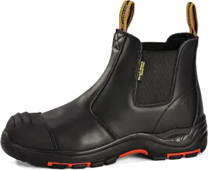 Mens Work Boots Steel Toe Chelsea Safety Boots Cow Leather Waterproof Lightweight Working Shoes