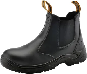 Mens Work Boots Steel Toe Chelsea Safety Boots Cow Leather Waterproof Lightweight Working Shoes