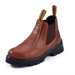 Mens Work Boots Steel Toe Chelsea Safety Boots Cow Leather Waterproof Lightweight Working Shoes