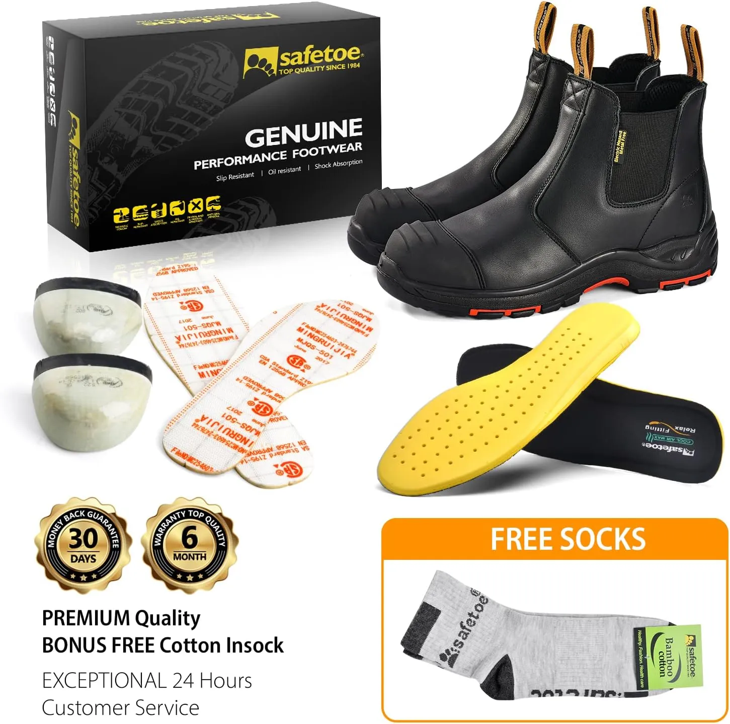 Mens Work Boots Steel Toe Chelsea Safety Boots Cow Leather Waterproof Lightweight Working Shoes