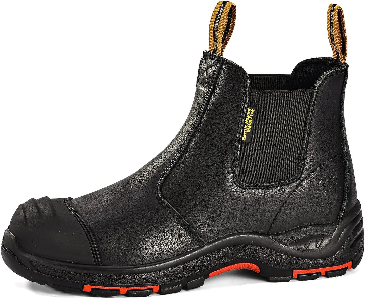 Mens Work Boots Steel Toe Chelsea Safety Boots Cow Leather Waterproof Lightweight Working Shoes