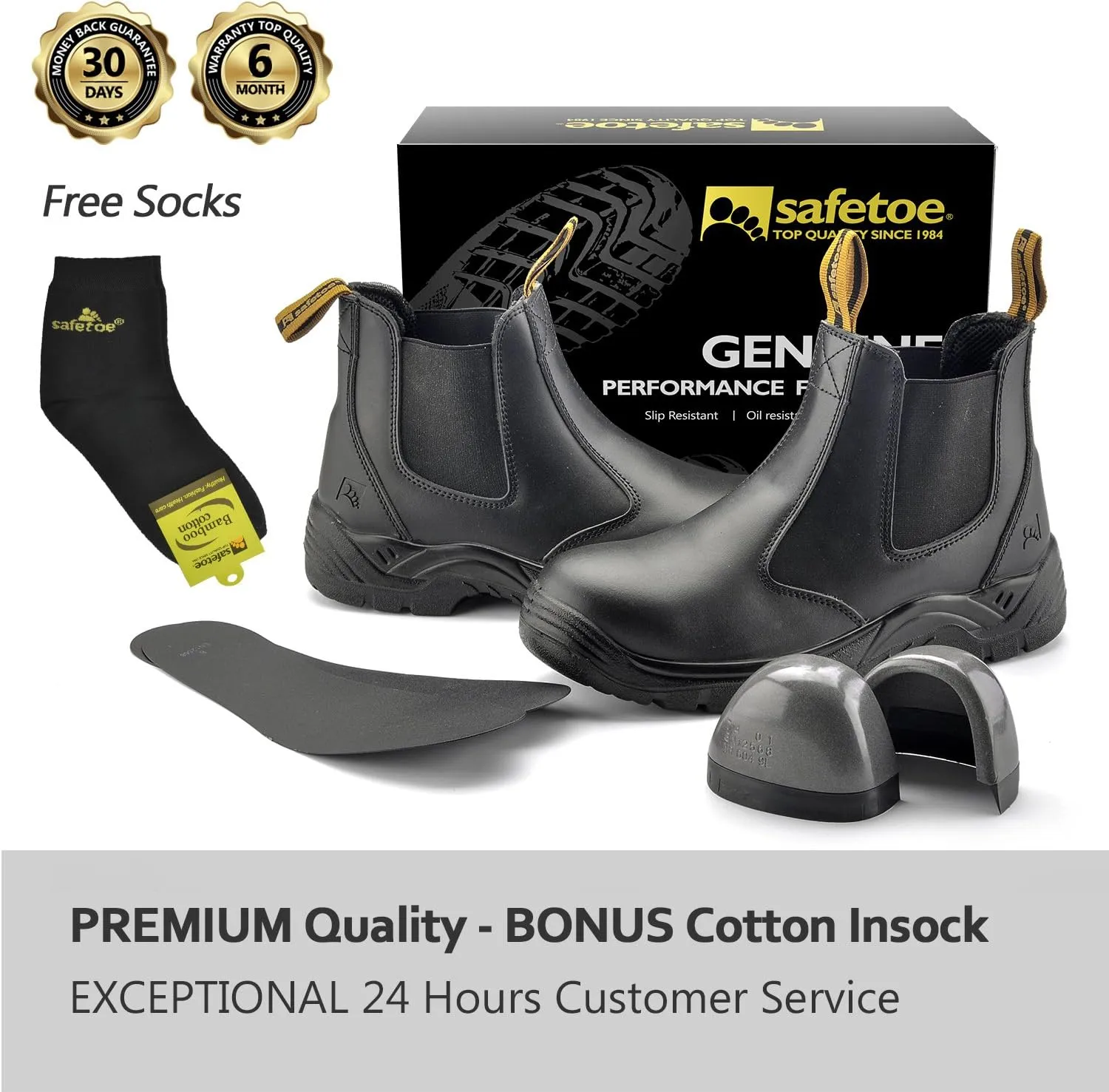 Mens Work Boots Steel Toe Chelsea Safety Boots Cow Leather Waterproof Lightweight Working Shoes